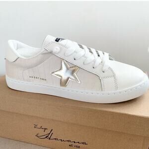 Vintage Havana Carla Sneakers Off White Croco Size 7.5 NEW IN BOX Retail $125